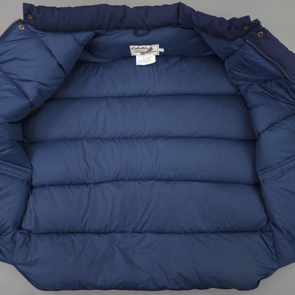 Cabela's Vest Mens Large Blue Premier Northern Goose Down Puffer Canvas Zip - Picture 5 of 14